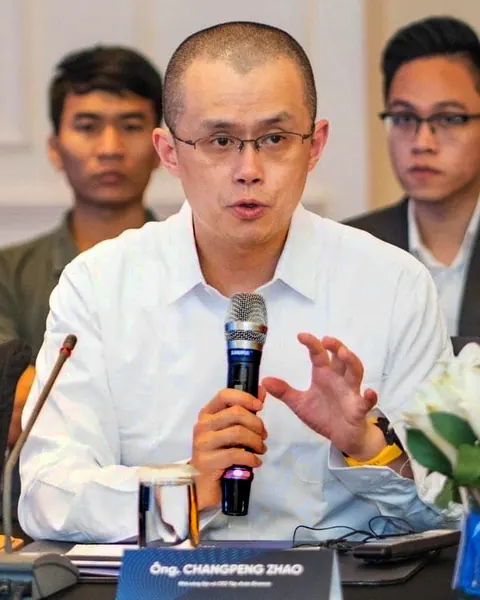 Changpeng Zhao speaking at the Vietnam NFT Summit in 2022.