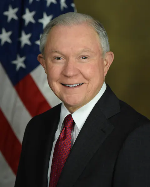 Official Justice Department portrait of Jeff Sessions in 2017.