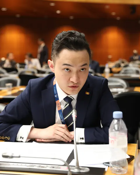 Justin Sun at the World Trade Organization ministerial conference in 2022.