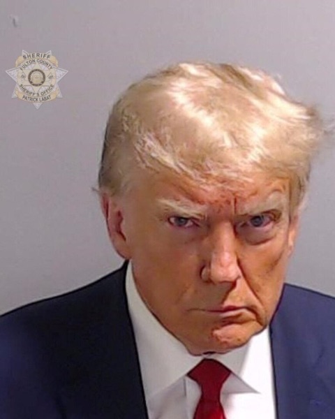 Fulton County Sheriff's Office booking photograph of Donald Trump.