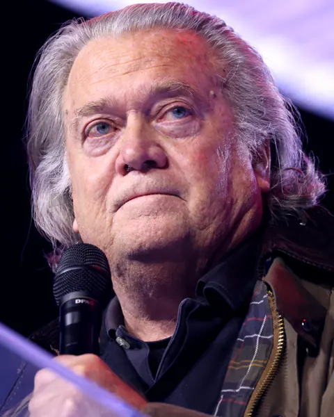Steve Bannon speaking at a public event in 2025.