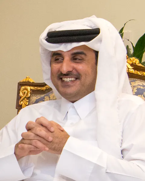Tamim bin Hamad Al Thani during a 2017 meeting at Al Udeid Air Base.